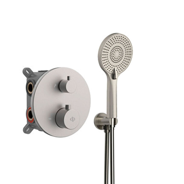 CONJUNTO EMPOTRAR 2/3 FUN. TERMOSTATICO ROUND NICKEL