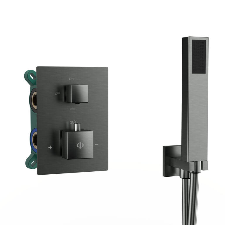 CONJUNTO EMPOTRAR 2/3 FUN. TERMOSTATICO ORION TITANIO