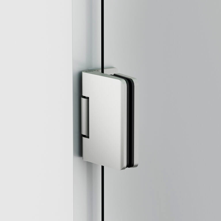 BISAGRA PARA PERFIL/PARED MODELO GLASS ACABADO NÍQUEL CEPILLADO.