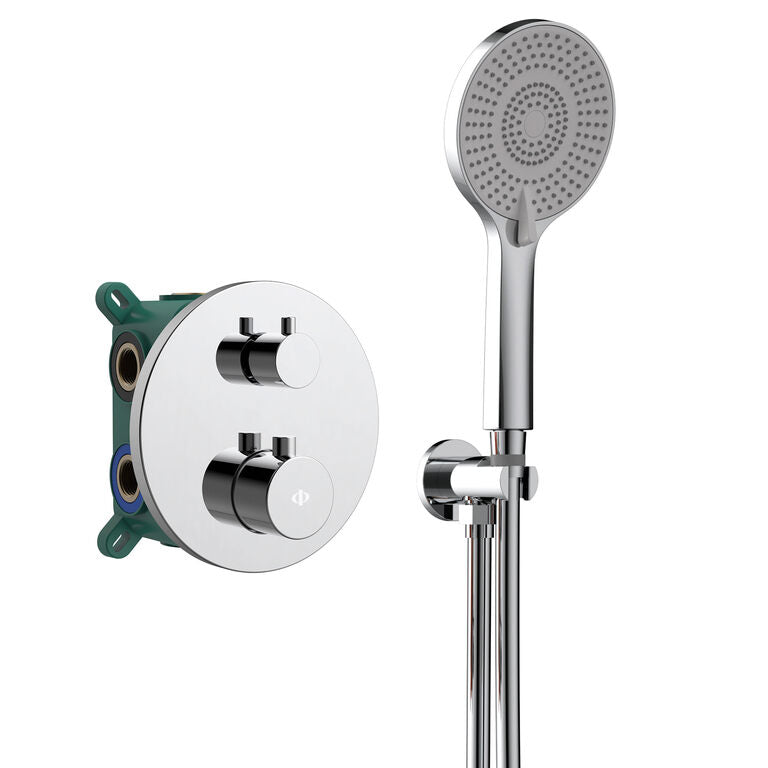 CONJUNTO EMPOTRAR 2/3 FUN. TERMOSTATICO ROUND CROMO