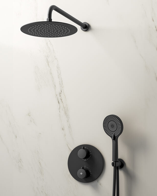 CONJ. EMPOTR. TERMOSTÁTICO ROUND NG + ROCIADOR PARED