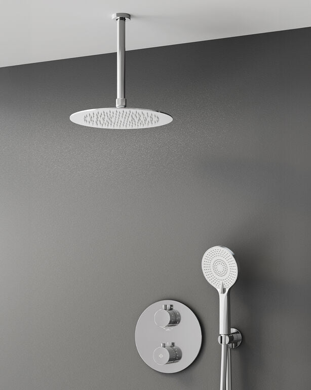 CONJ. EMPOTR. TERMOSTÁTICO ROUND CR + ROCIADOR TECHO